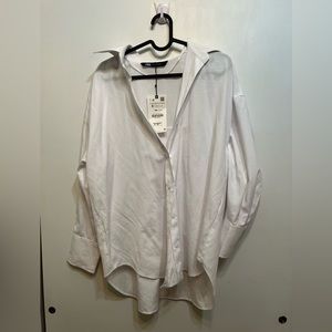 Zara White Oversized Button Down Size S